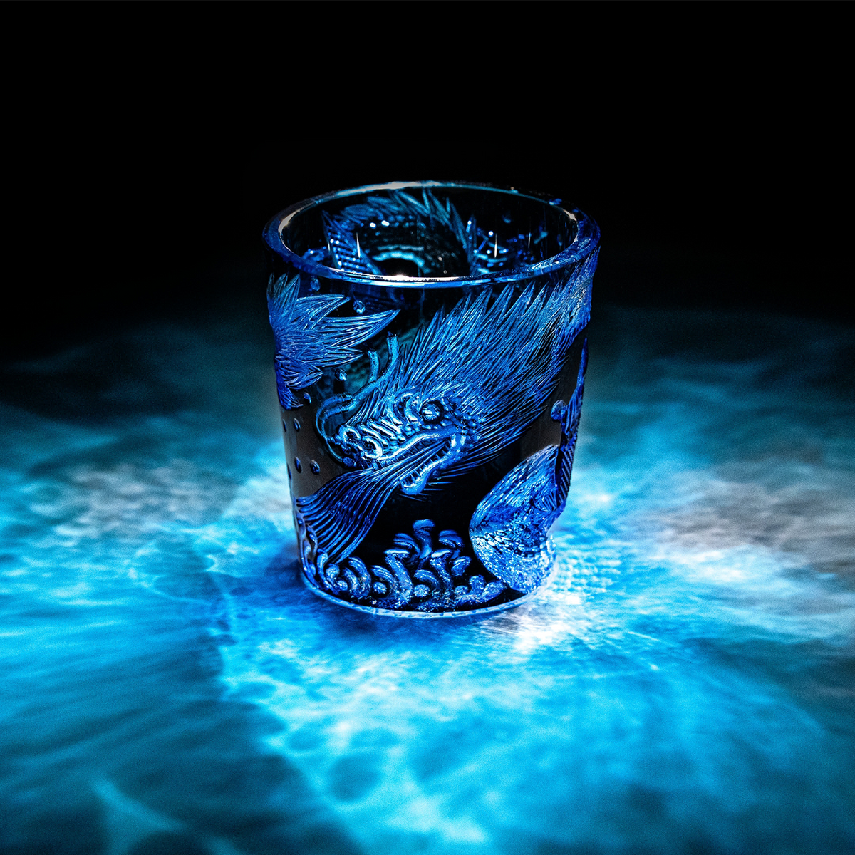 Abyssal Mosasaur Crystal Glass