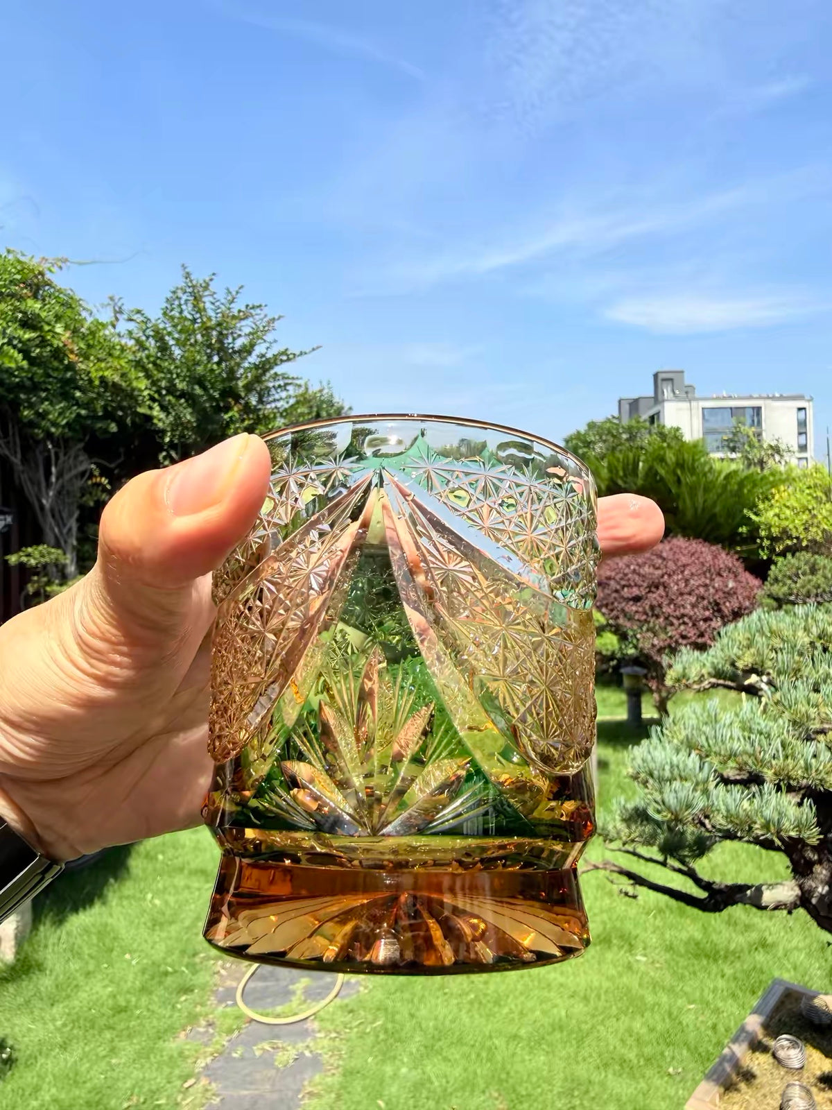 Amber Galaxy Crystal Glass