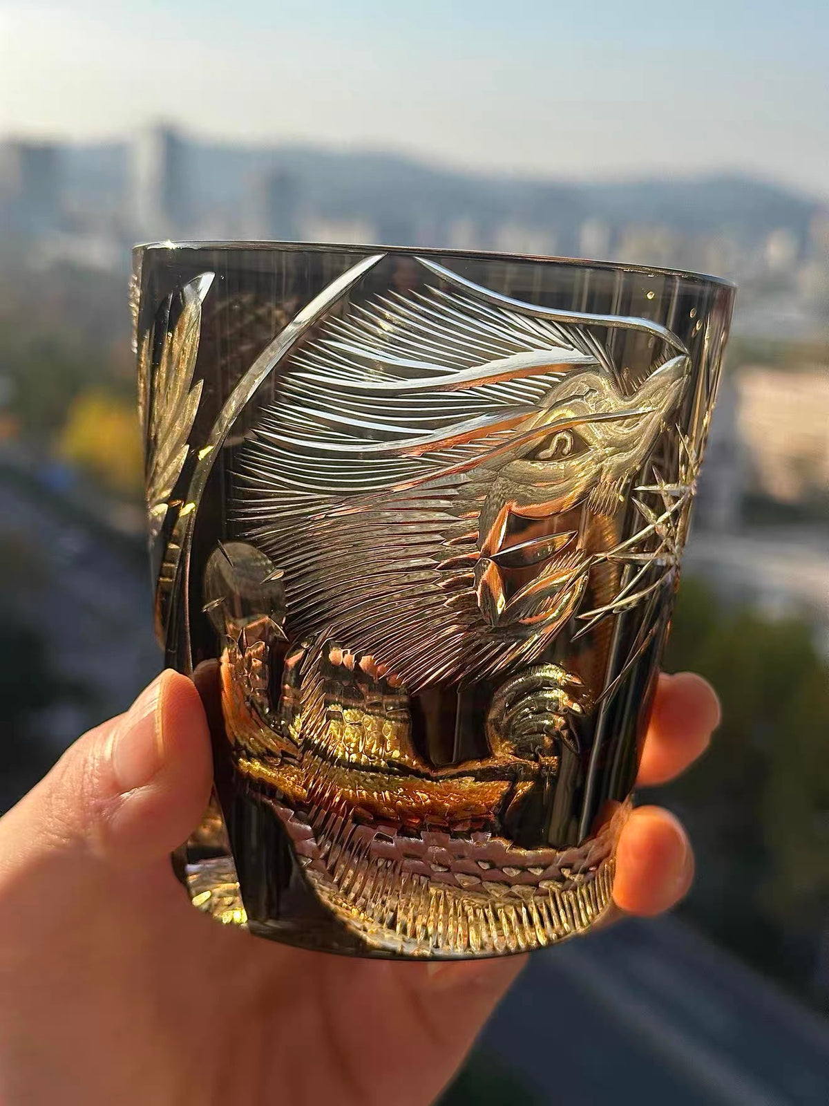 Coiled Dragon Crystal Glass