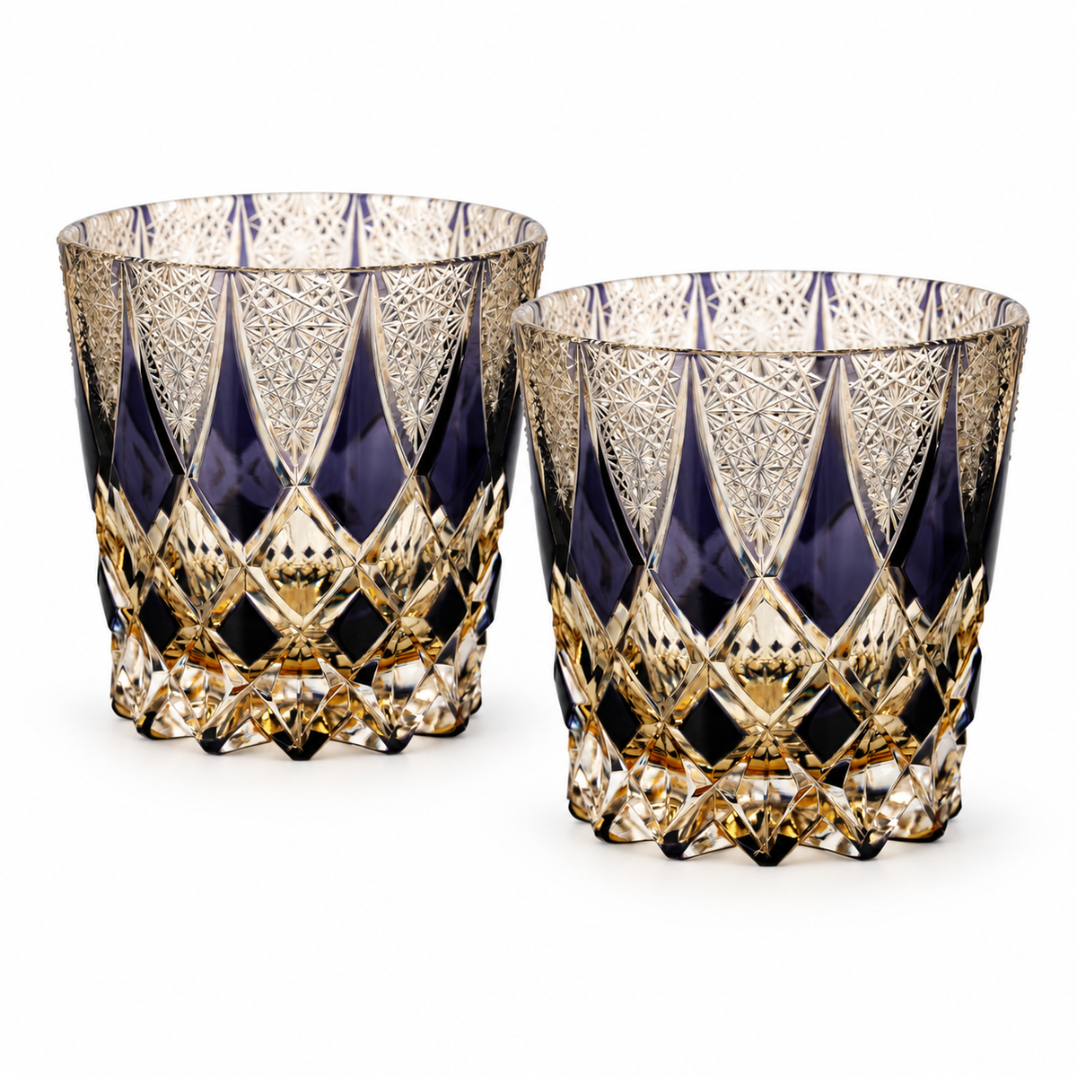 Gilded Violet Crystal Glass — Set of Two