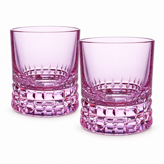Harvest Cut Crystal Glass — Pink — Set of Two