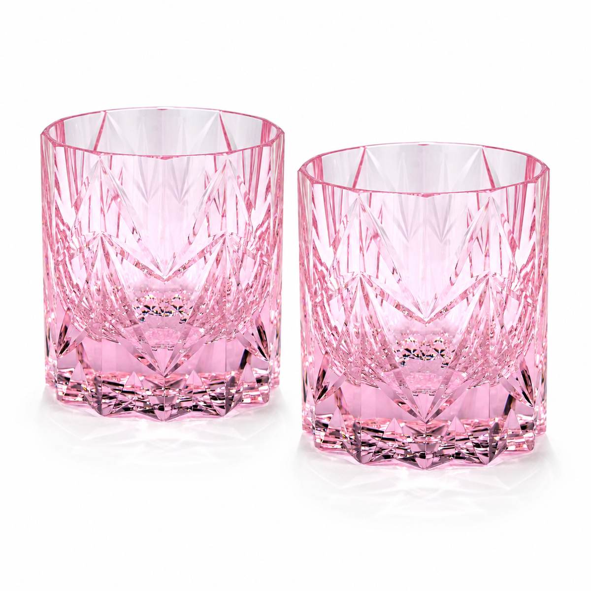 Phoenix Dance Crystal Glass — Pink — Set of Two