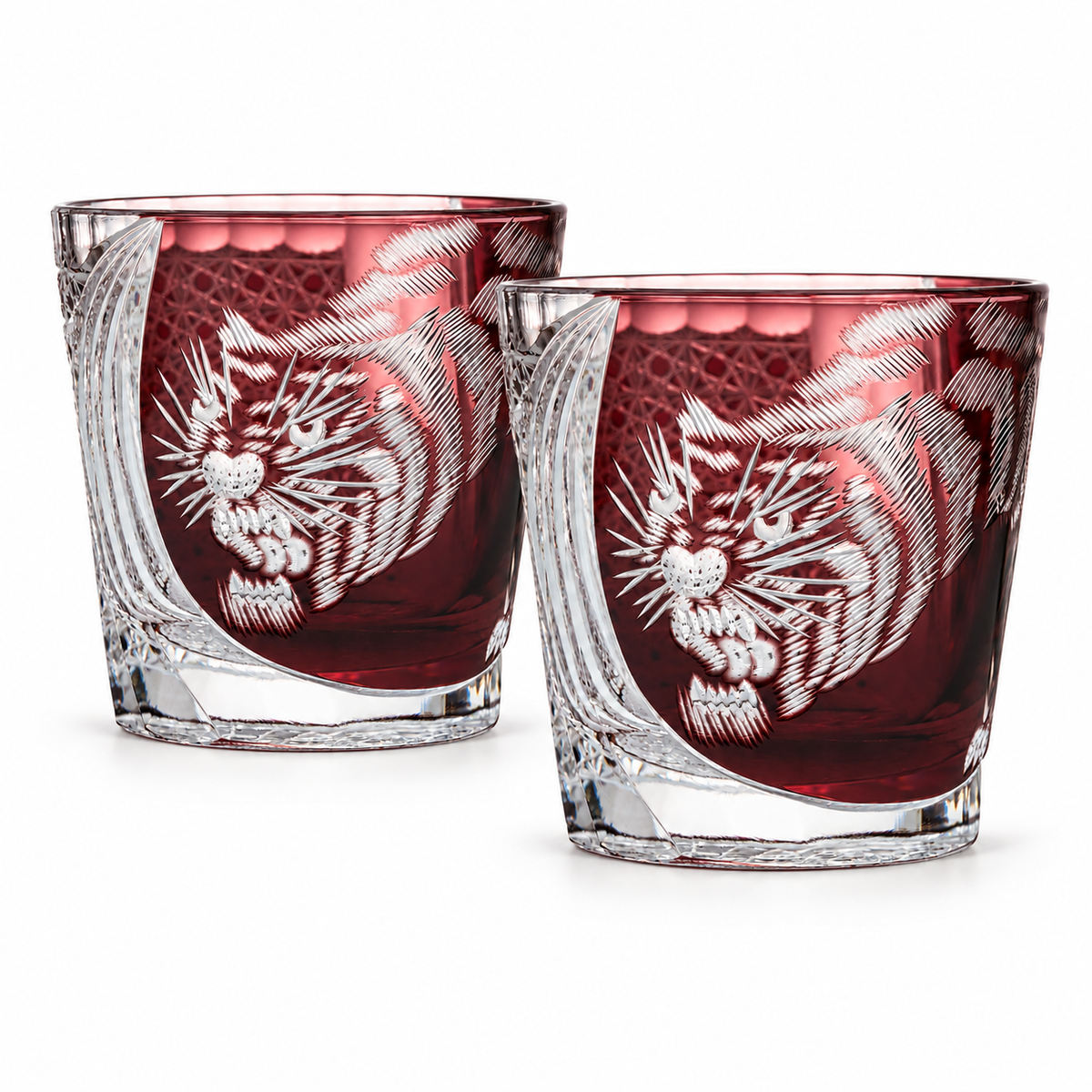 Roaring Tiger Crystal Glass — Purple — Set of Two