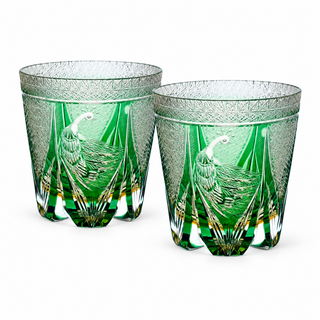 Peacock Crest Crystal Glass — Set of Two