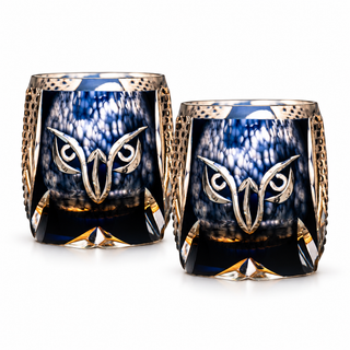 Midnight Owl Crystal Glass — Set of Two