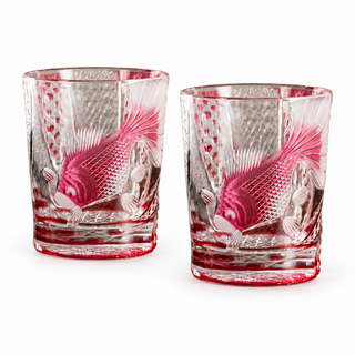Scarlet Fantail Crystal Glass — Set of Two