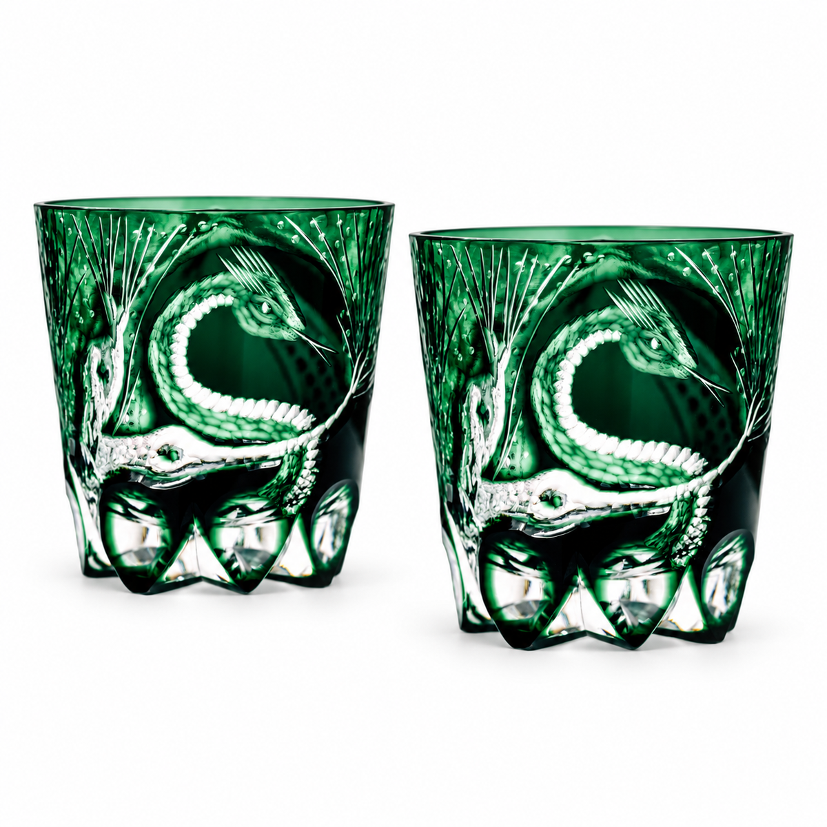 Jade Serpent Crystal Glass — Set of Two