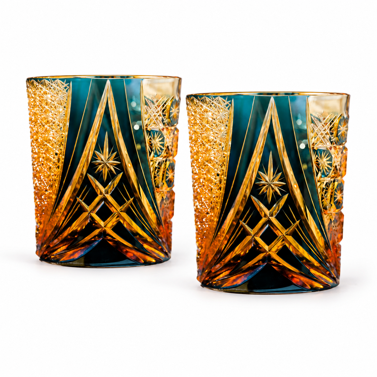 Gilded Apex Crystal Glass — Set of Two