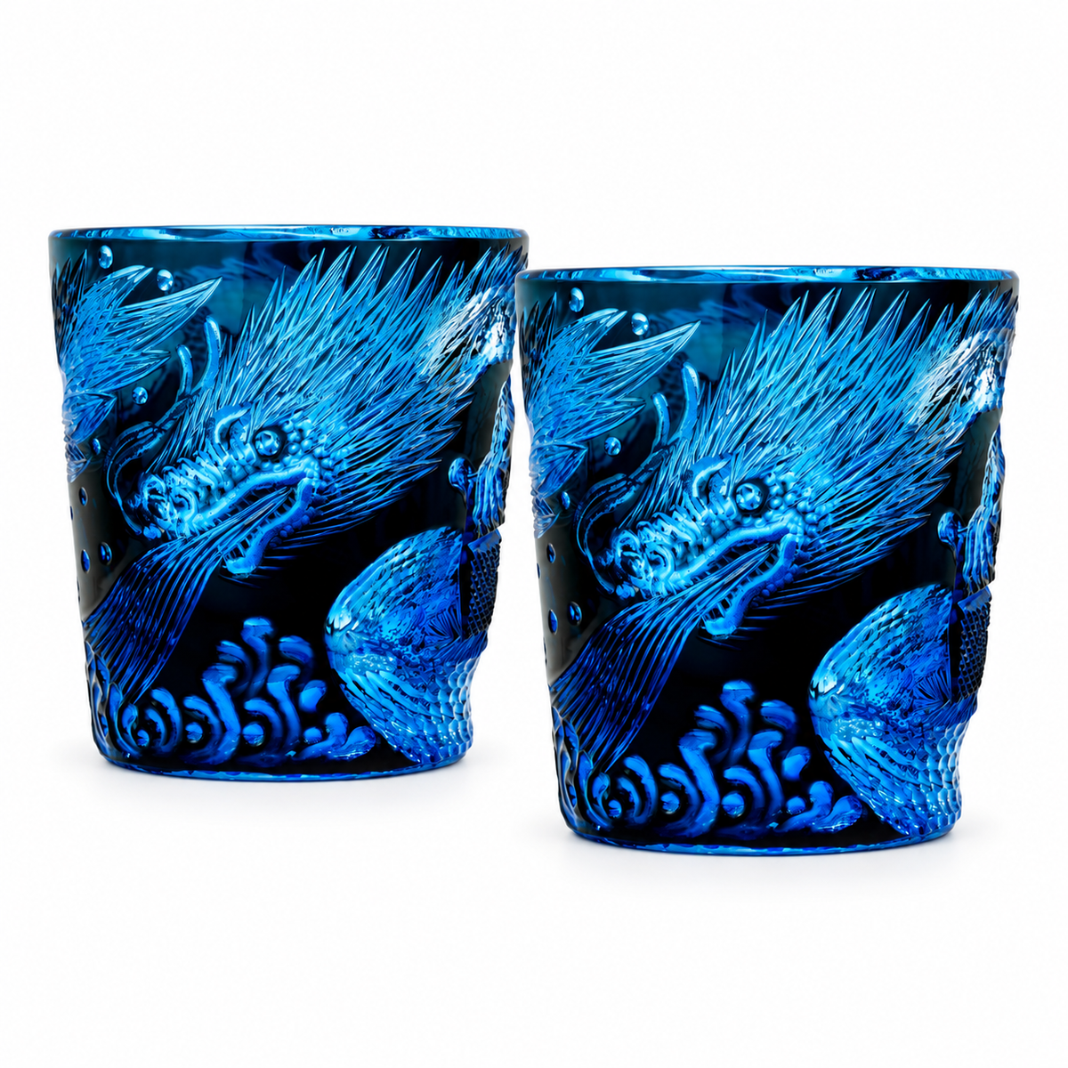 Abyssal Mosasaur Crystal Glass — Set of Two