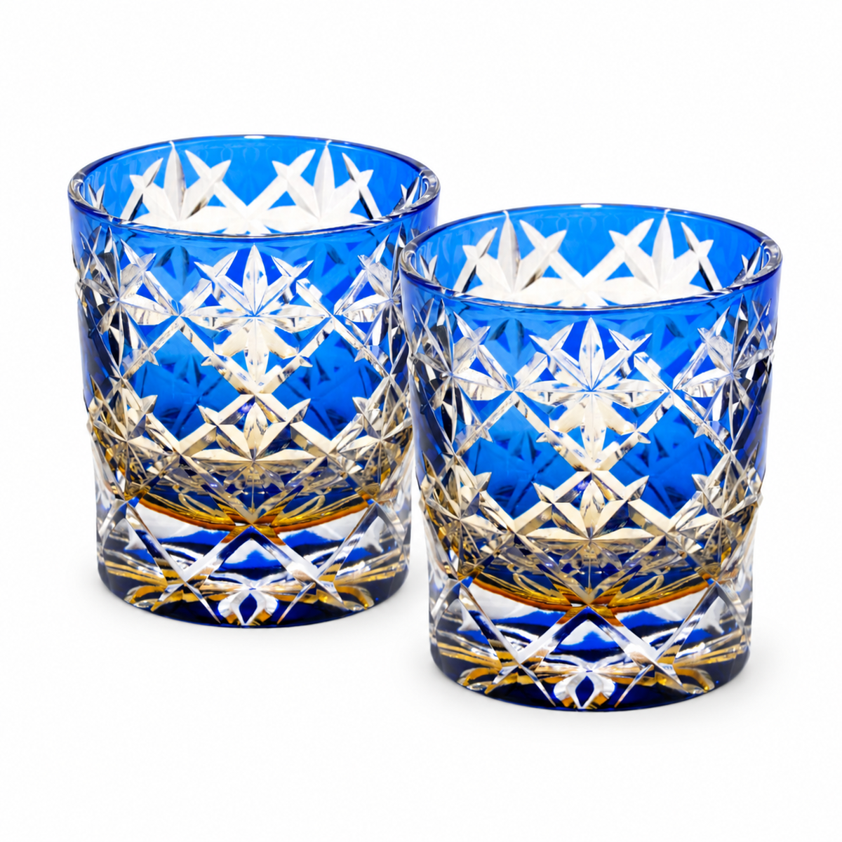 Azure Clover Crystal Glass — Set of Two