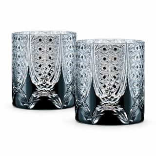 Obsidian Lattice Crystal Glass — Set of Two