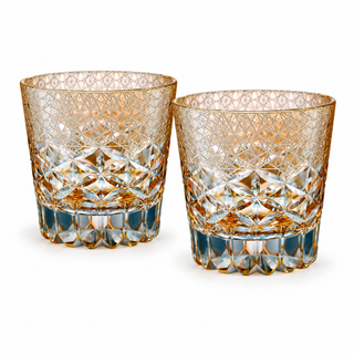 Turquoise Crest Crystal Glass — Amber — Set of Two