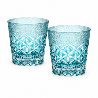 Turquoise Crest Crystal Glass — Turquoise — Set of Two
