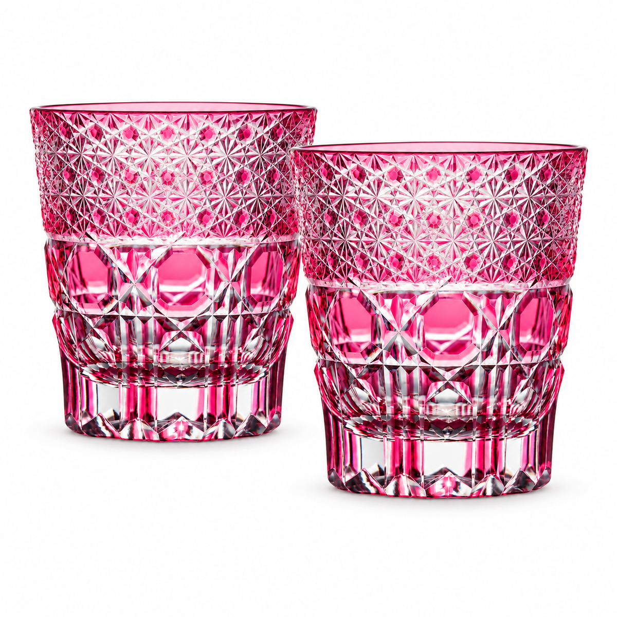 Jewel Crystal Glass — Pink — Set of Two