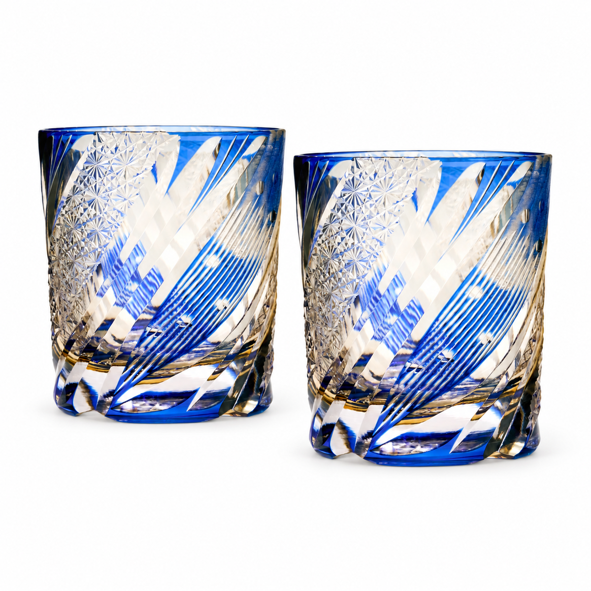 Azure Orbit Crystal Glass — Set of Two