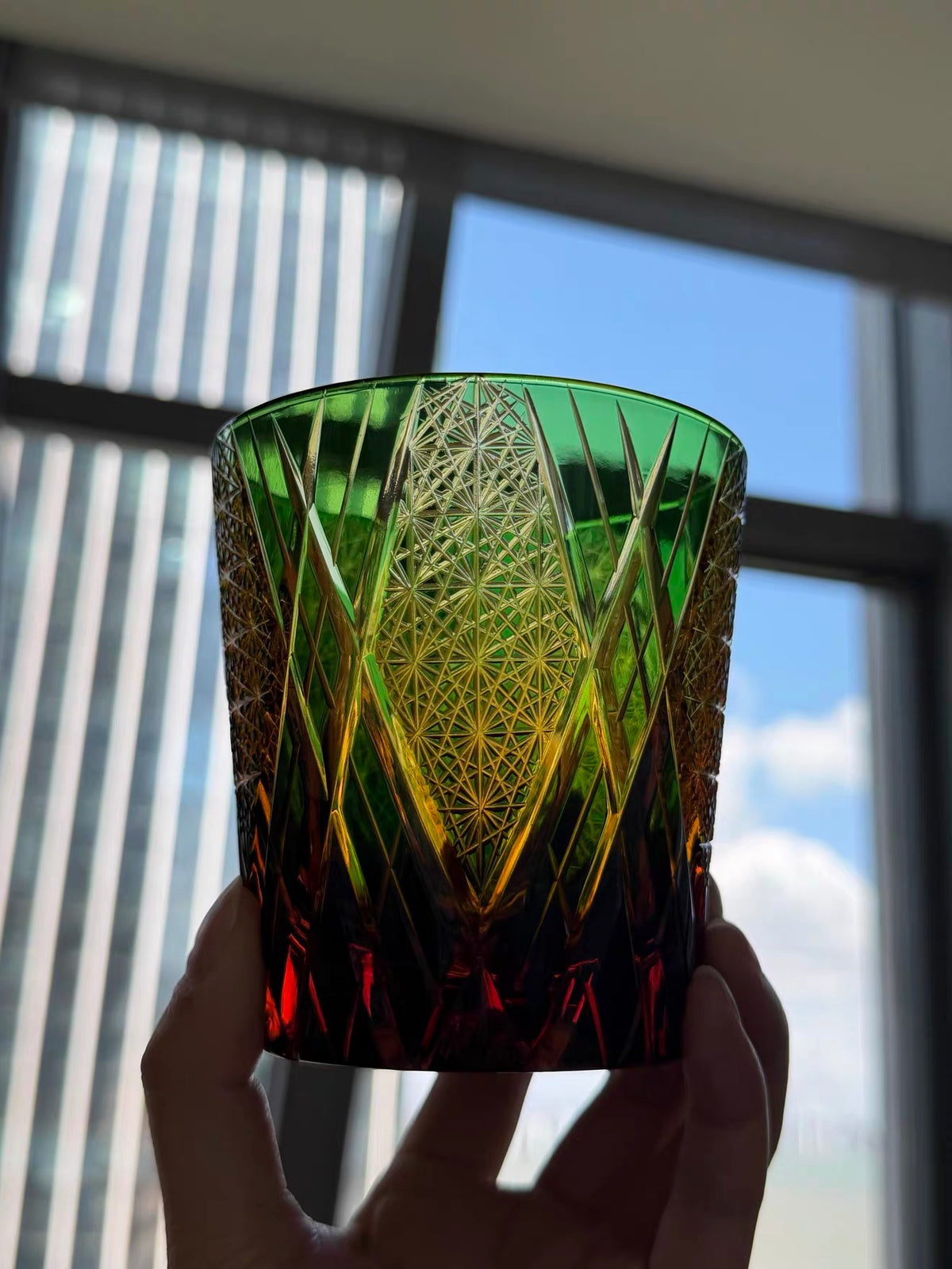 Jade Sunburst Crystal Glass