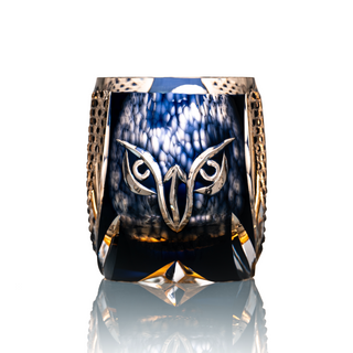 Midnight Owl Crystal Glass white background