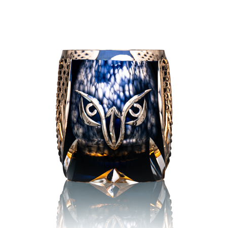 Midnight Owl Crystal Glass white background
