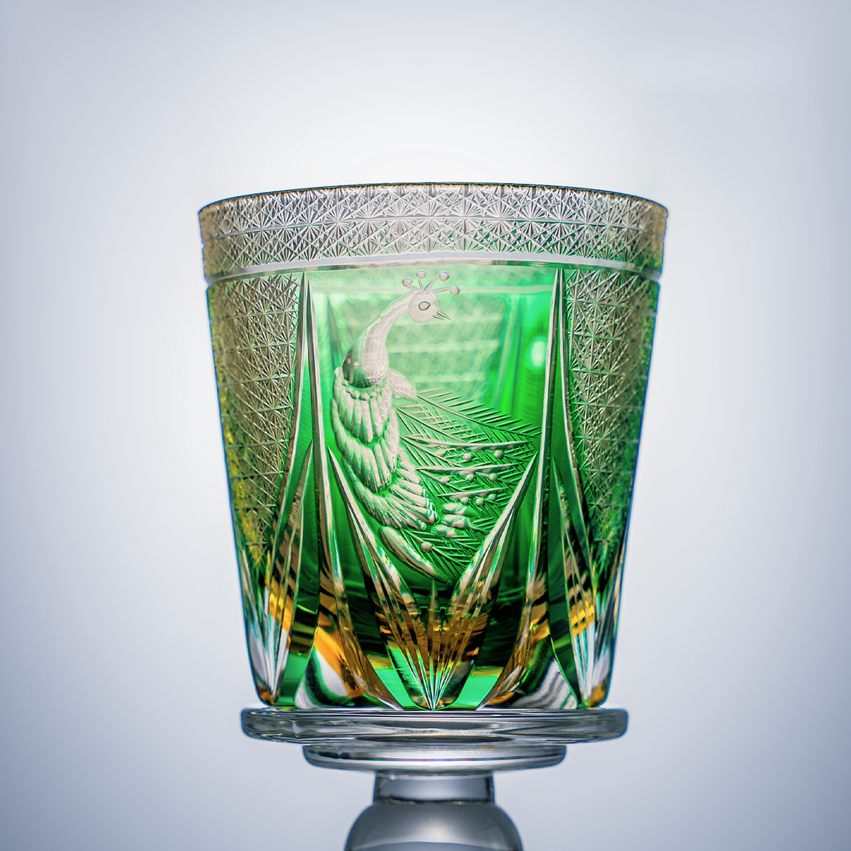 Peacock Crest Crystal Glass
