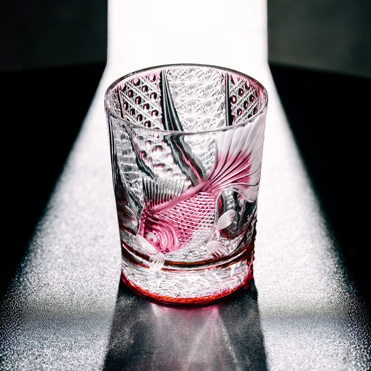 Scarlet Fantail Crystal Glass