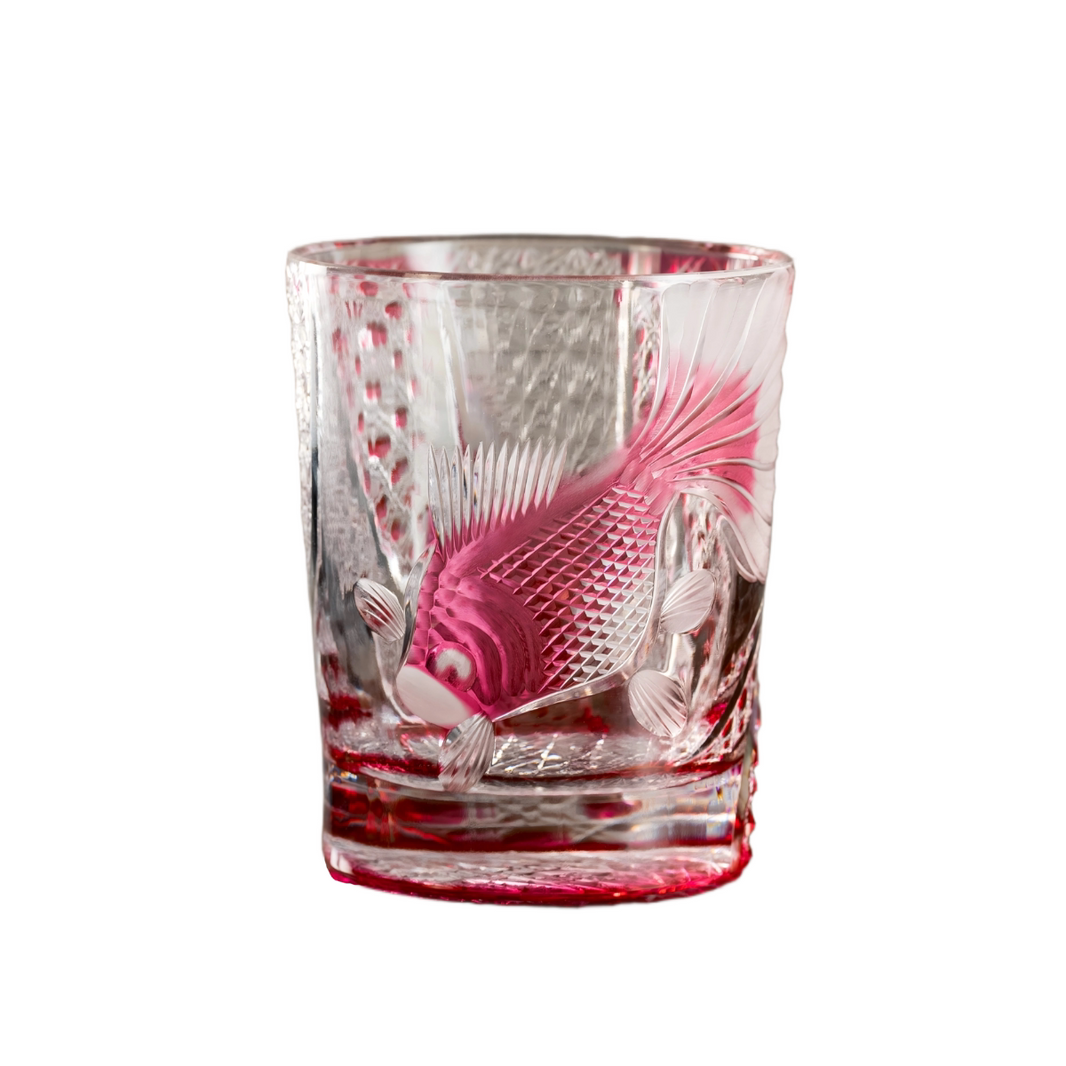Scarlet Fantail Crystal Glass