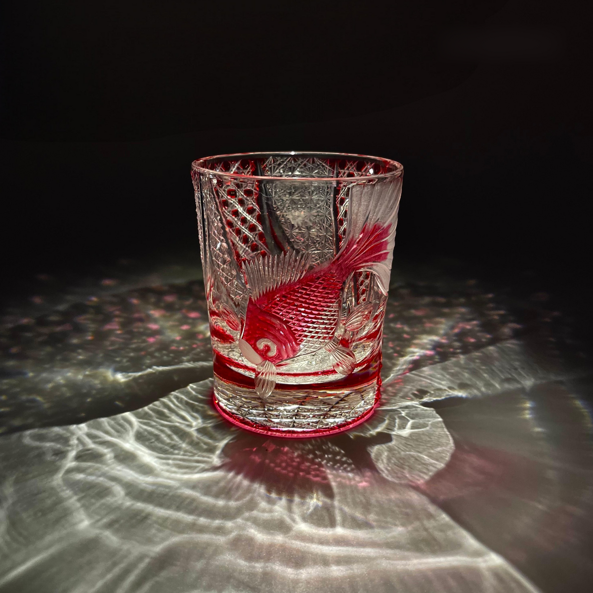 Scarlet Fantail Crystal Glass