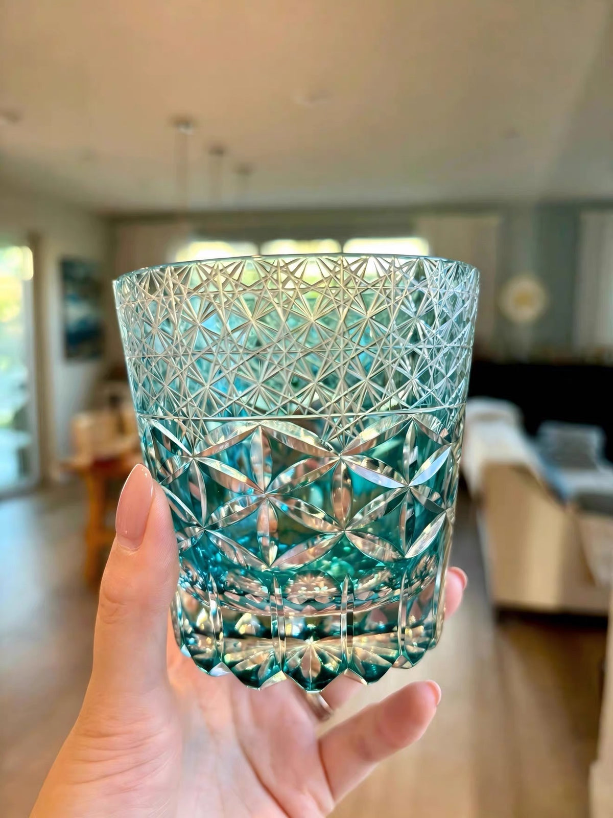 Turquoise Crest Crystal Glass