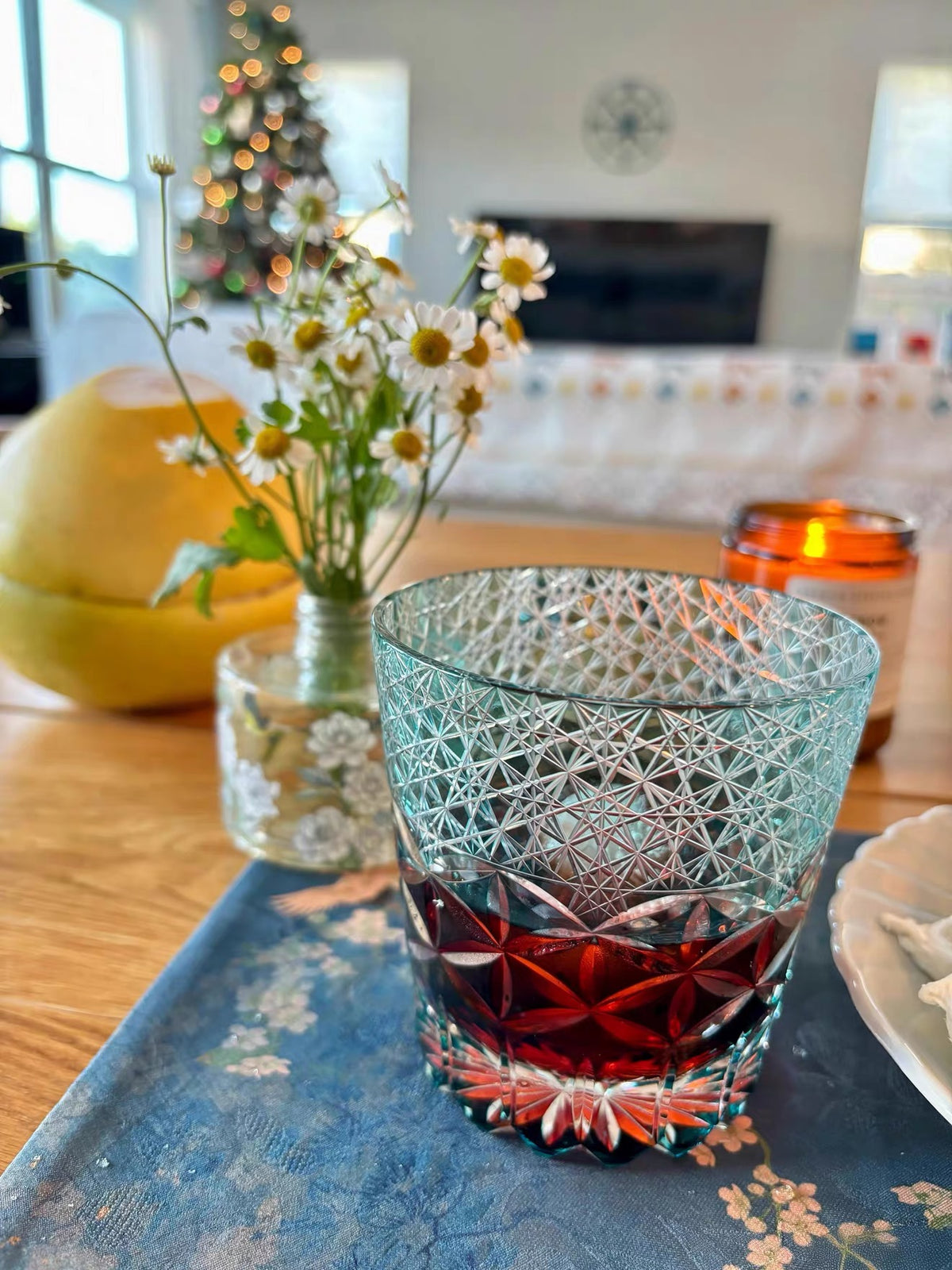 Turquoise Crest Crystal Glass